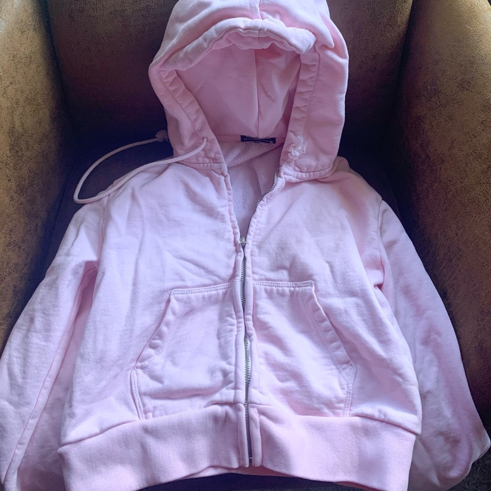 Brandy Melville Pink Crystal Zip Up Hoodie